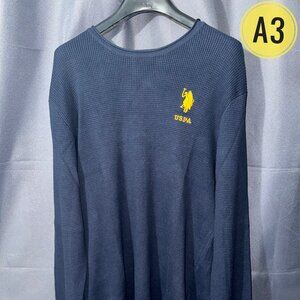 US Polo Pull Over Crew Neck Heathered Cotton Sweater